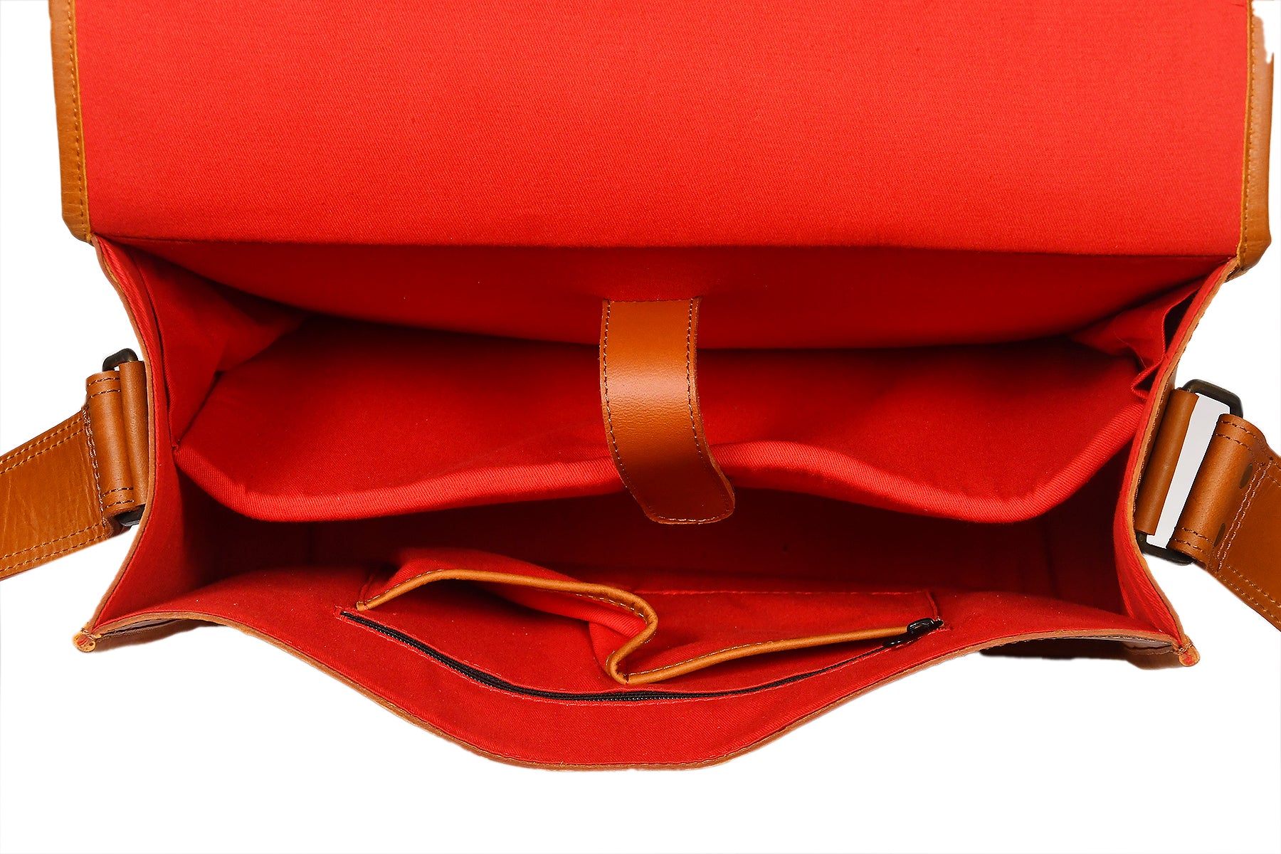 Premium Leather Laptop Messenger Bag with Dual Buckle Flap & Adjustable Strap