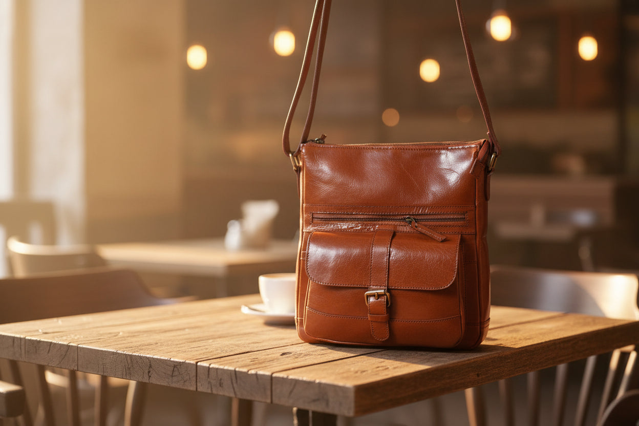 Elevate Your Style with our Tan Leather Sling Bag. - CELTICINDIA