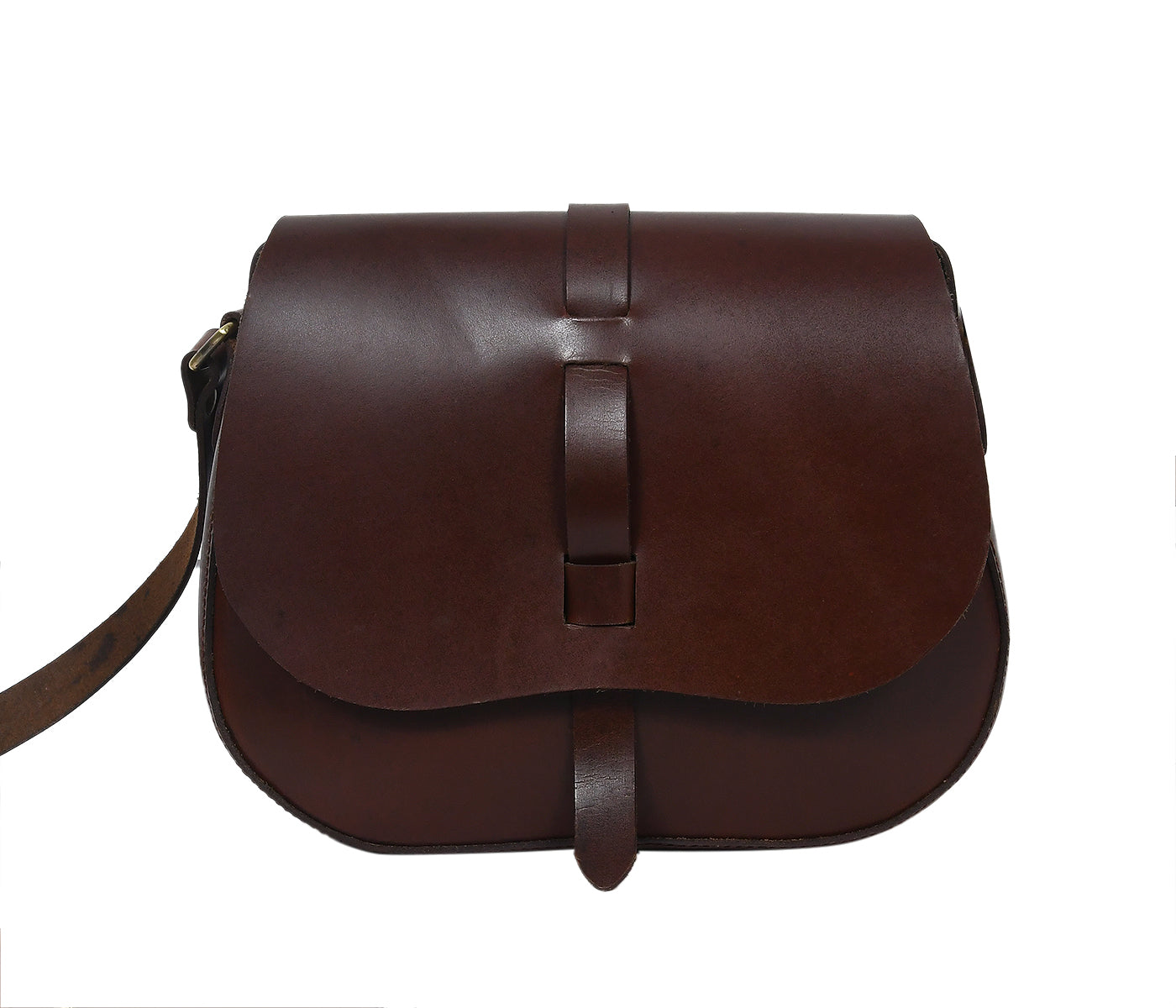 Classic Handmade Dark Brown Leather Saddle Sling Bag