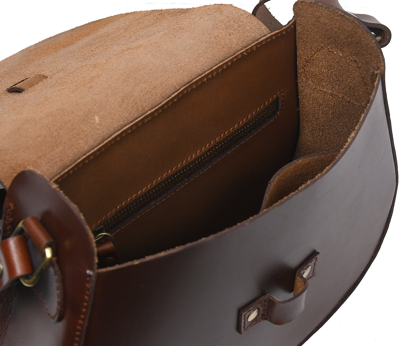 Classic Handmade Dark Brown Leather Saddle Sling Bag