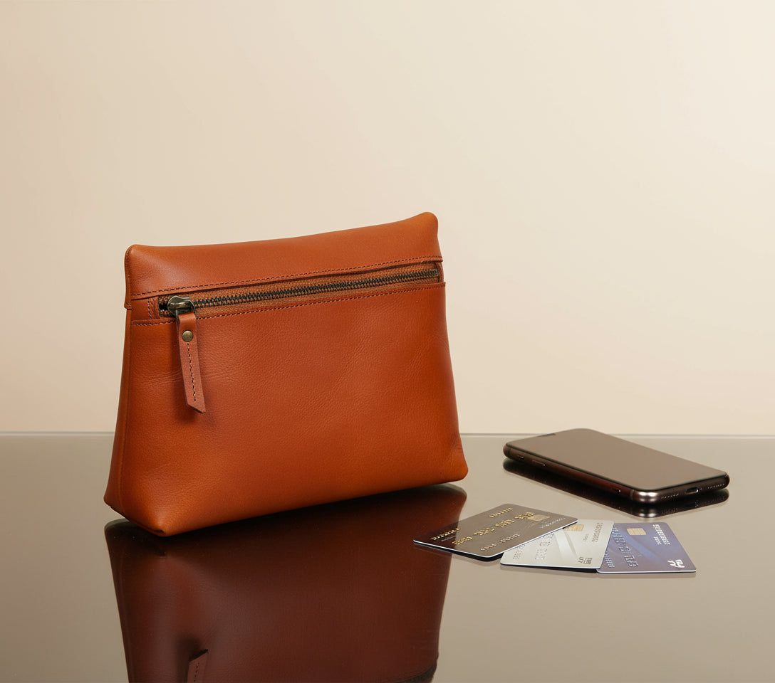Timeless Elegance: Tan Leather Clutch Bag - Elevate Your Style. - CELTICINDIA