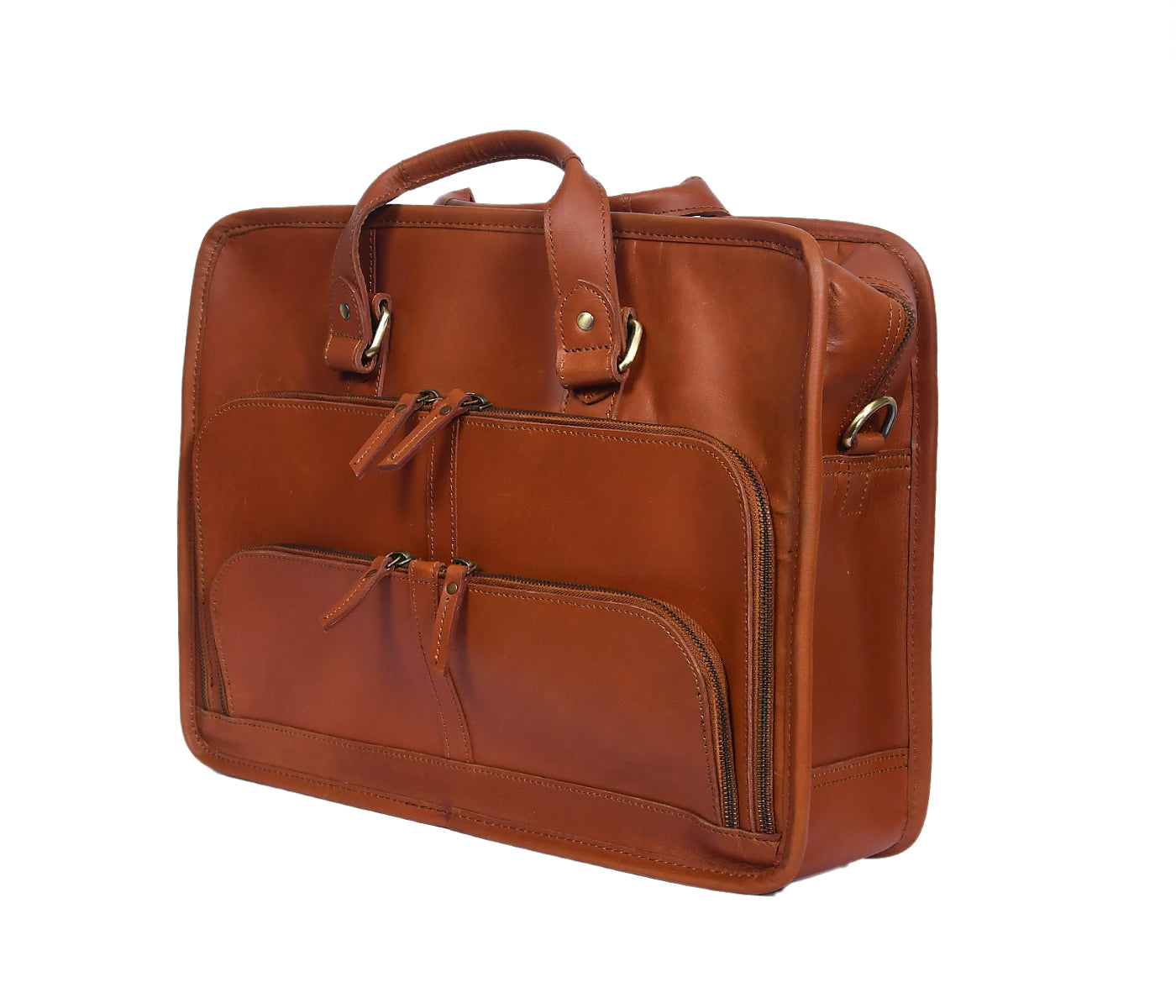 Premium Leather Laptop Office Bag with Multi Pockets & Adjustable Shoulder Strap
