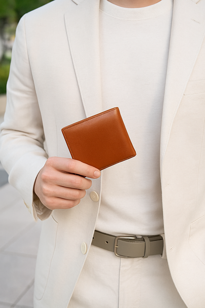 Men’s Leather Wallet + Printed Belt Combo – Style & Function Pack