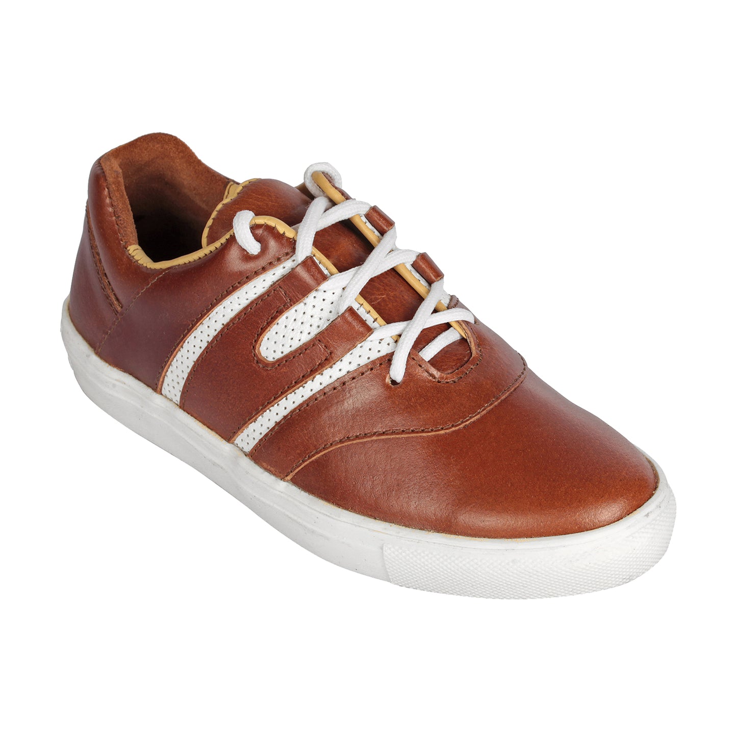 Men's Brown Leather Casual Sneakers Low Ankle