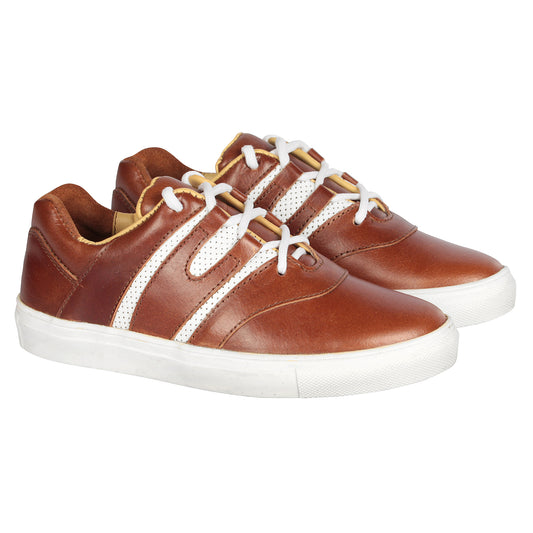 Men’s Brown Leather Casual Sneakers – Low Ankle