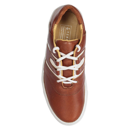 Men's Brown Leather Casual Sneakers Low Ankle