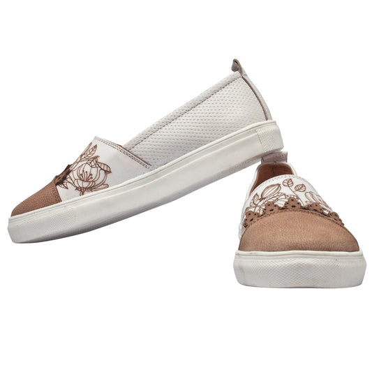 Women’s White Leather Casual Loafers