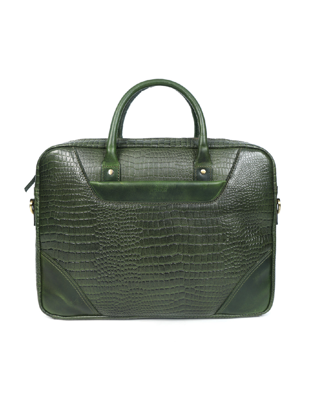 Premium Genuine Leather Messenger Bag in Croco Texture with Zip Closure