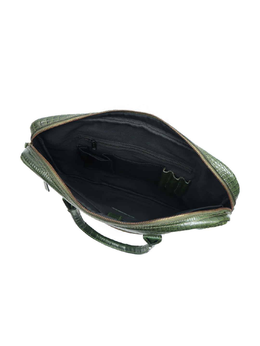 Premium Genuine Leather Messenger Bag in Croco Texture with Zip Closure