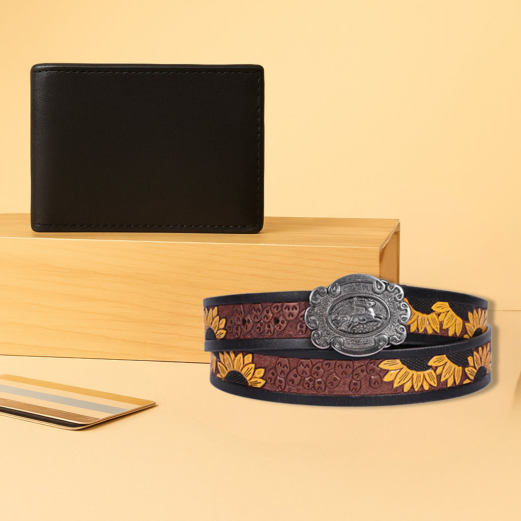 Premium Leather Wallet & Belt Combo Mens Luxury Gift Set