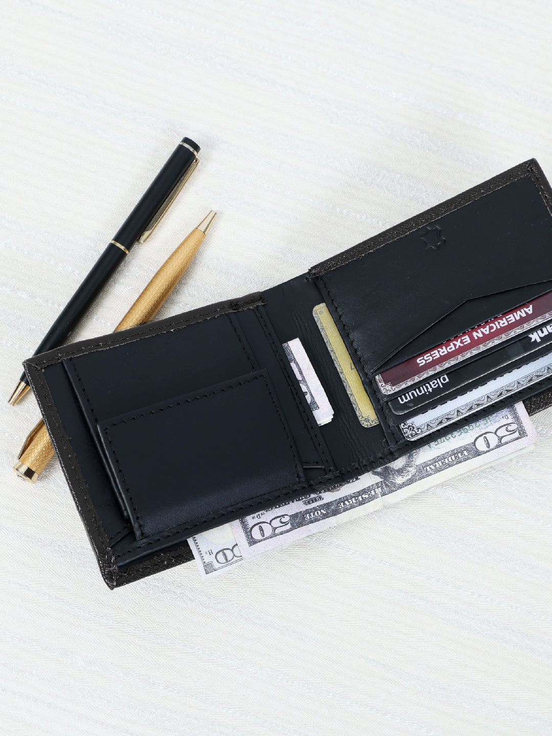 Premium Black and Brown Bi-Fold Leather Wallet for Men – Slim, Stylish |Durable RFID Blocking Wallet Art-LA-1437