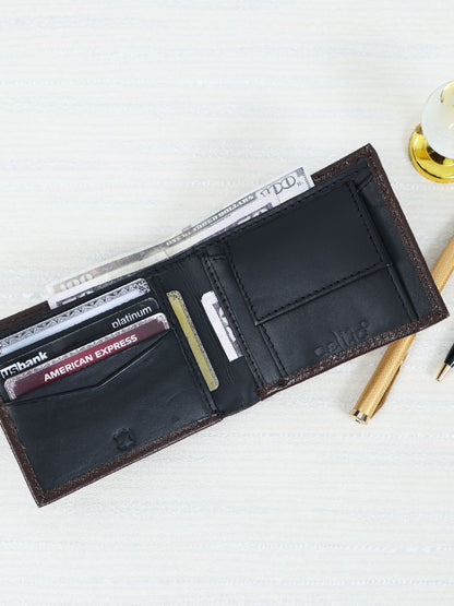 Premium Black and Brown Bi-Fold Leather Wallet for Men – Slim, Stylish |Durable RFID Blocking Wallet Art-LA-1437