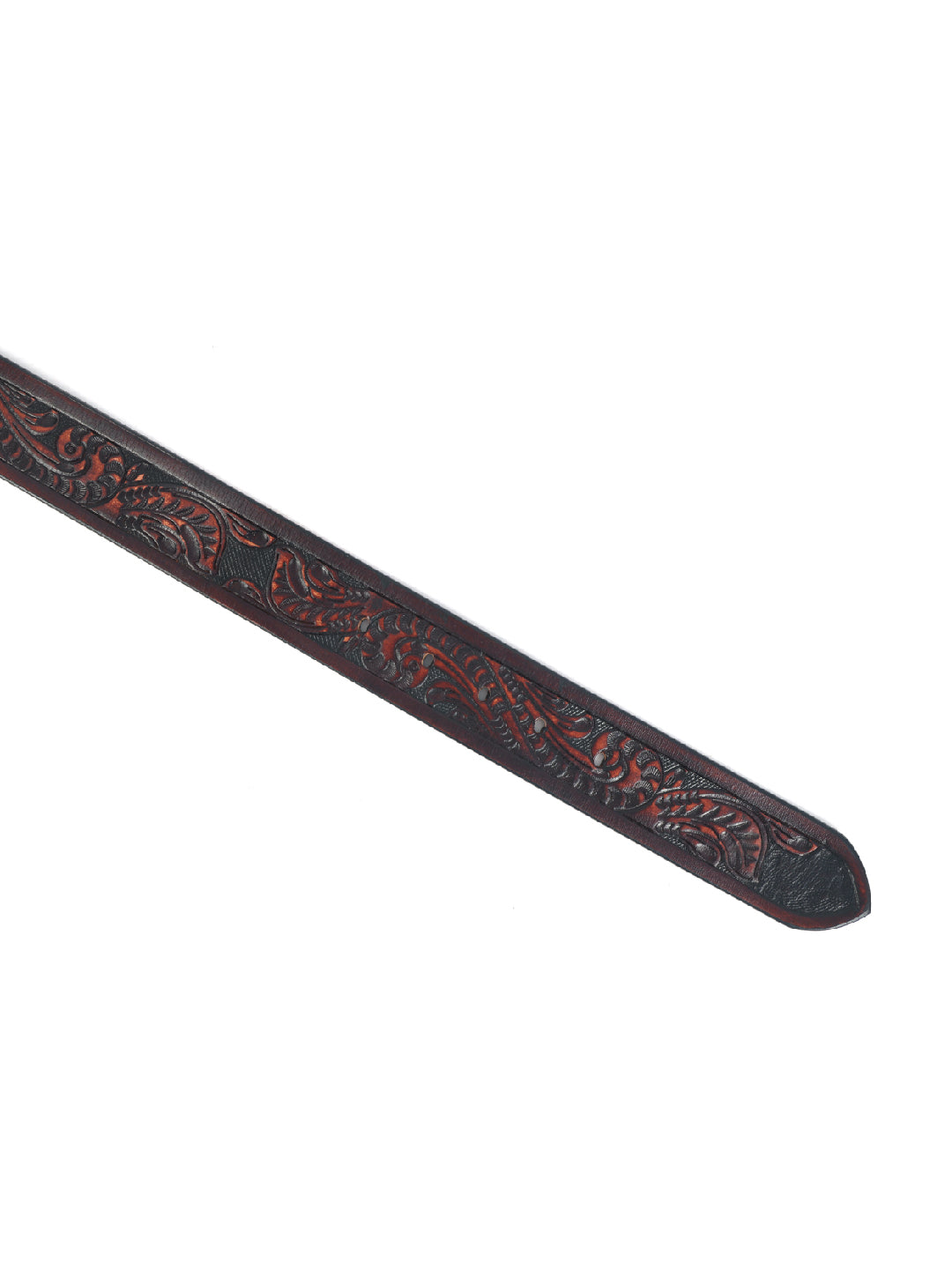Handcrafted Brown Leather Western Belt with Brass Buckle ’?????? Embossed Vintage Floral Design for Men