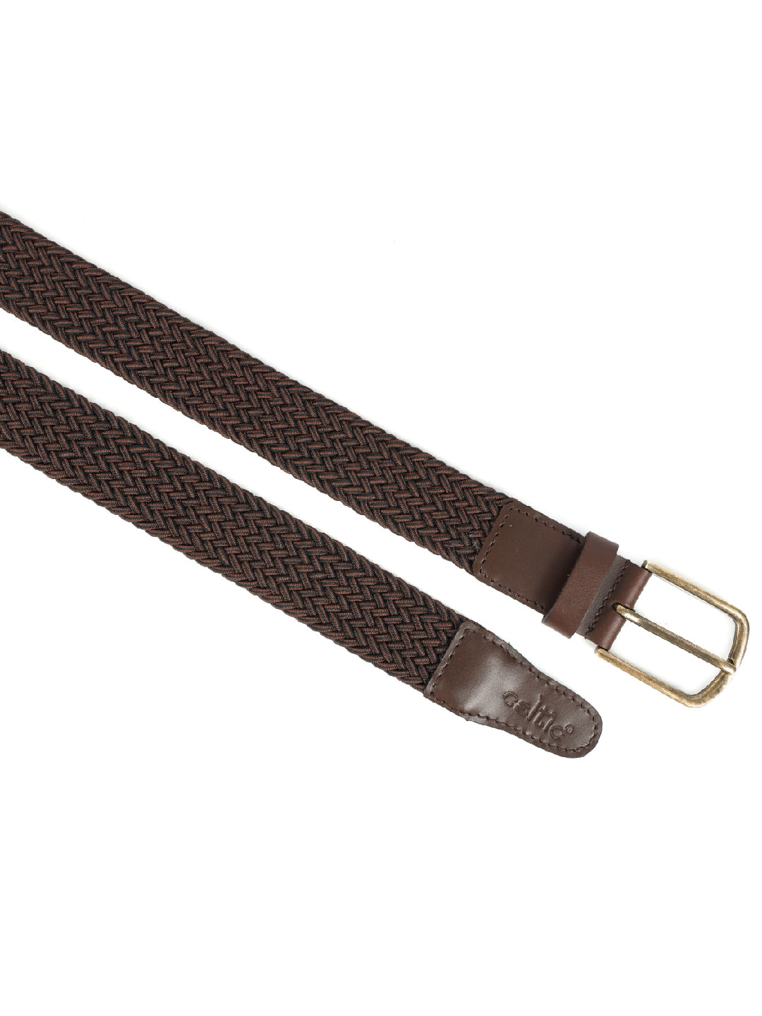 Premium Brown Braided Stretch Belt for Men with Leather Buckle ƒ???????? Casual & Formal Adjustable Waist Belt ART:- LB-900