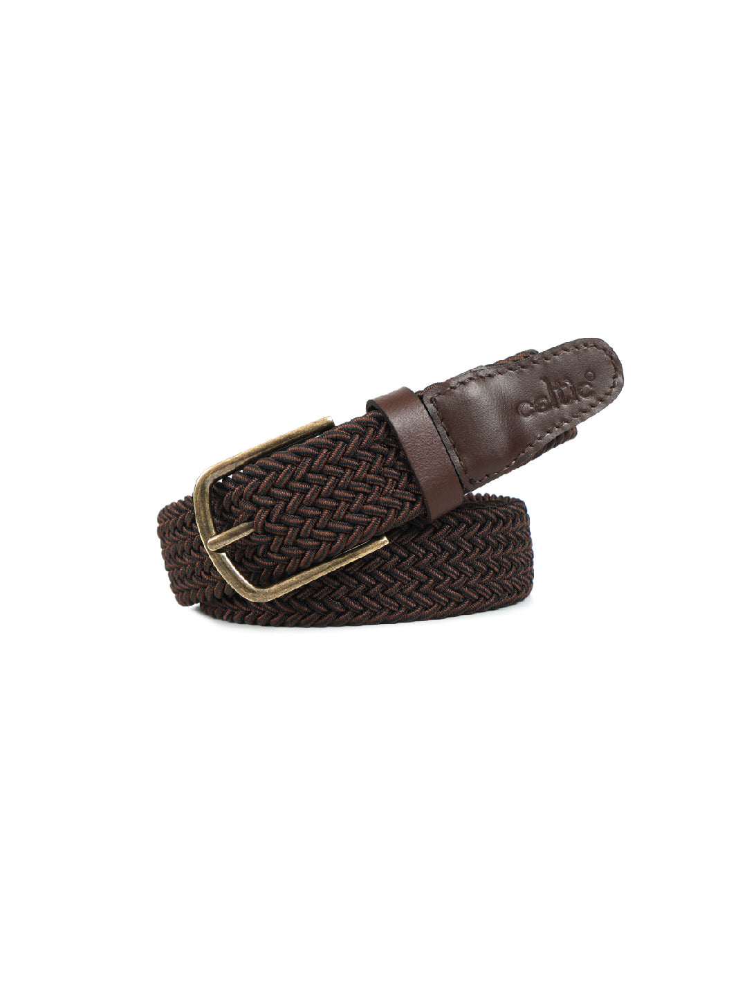 Premium Brown Braided Stretch Belt for Men with Leather Buckle ƒ???????? Casual & Formal Adjustable Waist Belt ART:- LB-900