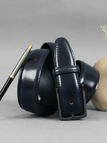 Stylish Black Leather Belt for Men with Silver Buckle – Formal & Casual Genuine Leather Waist Belt ART:-LB-903
