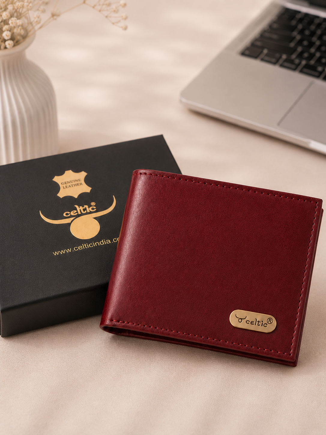 Premium Genuine Leather Bi-Fold Wallet with ID Window & Multiple Card Slots