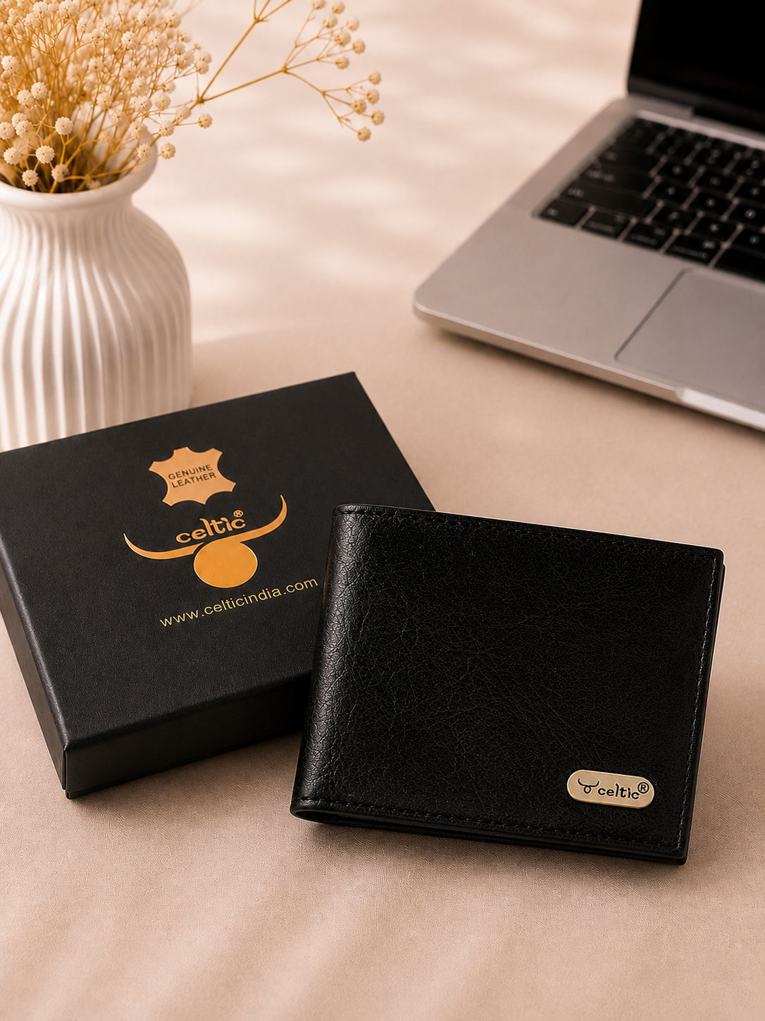 Premium Genuine Leather Bi-Fold Wallet for Men with Card Slots & Cash Compartment