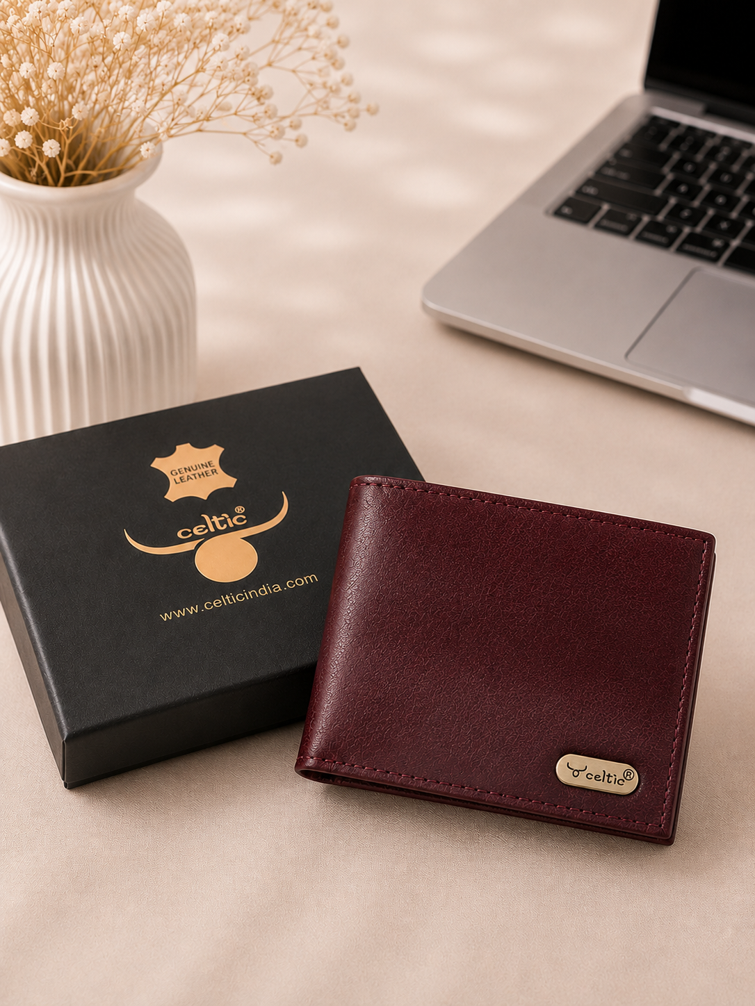 Premium Genuine Leather Bi-Fold Wallet with Zip Coin Pocket & Card Slots