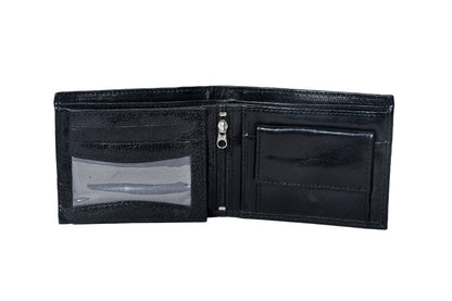 Black Printed Belt with Matte Buckle & Leather Wallet Gift Combo