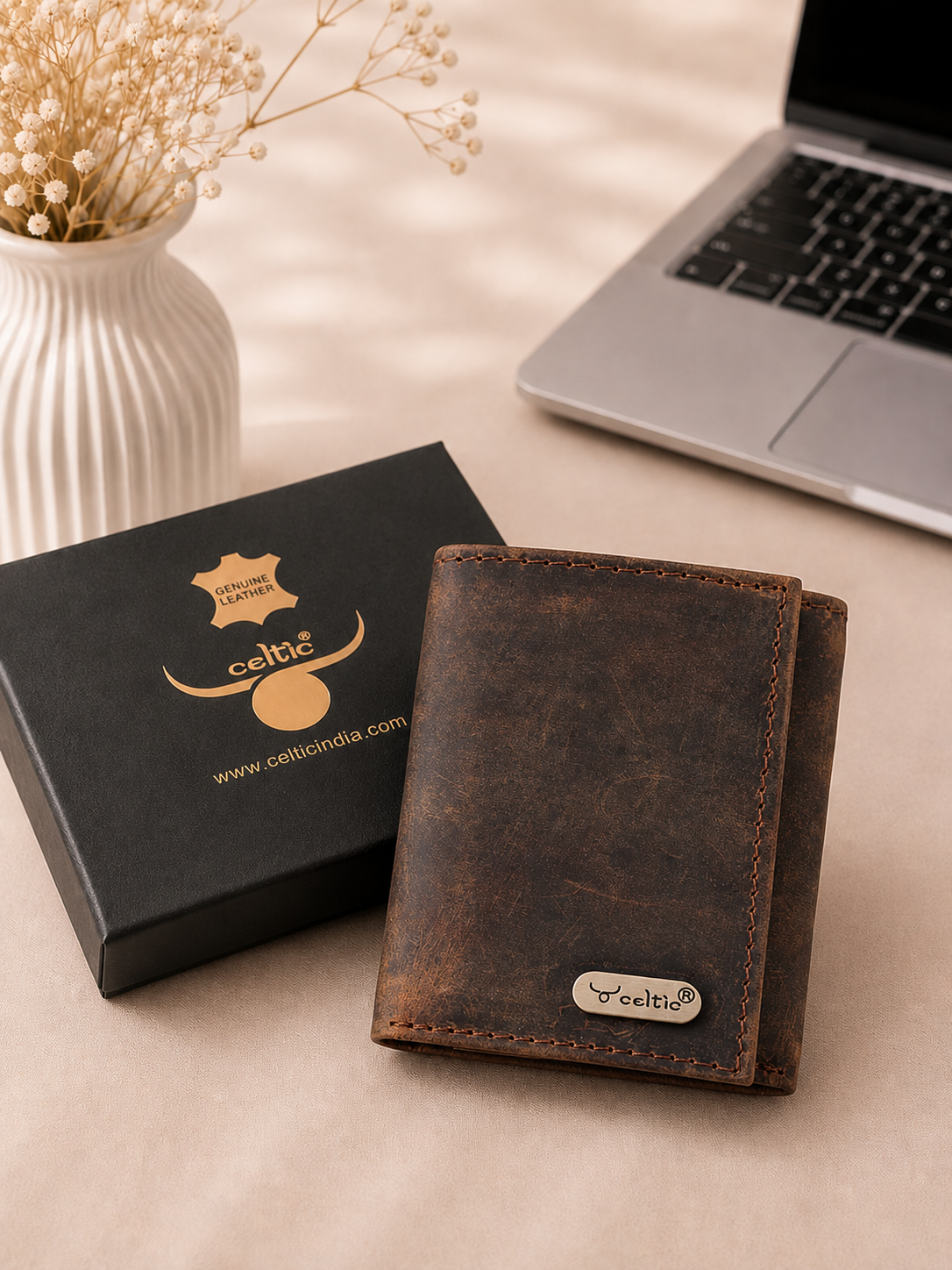 Premium Vintage Tri-Fold Genuine Leather Wallet | Export Quality | Multi-Card & ID Holder