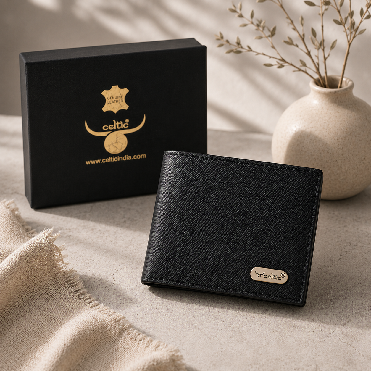 Premium  Genuine Leather Bi-Fold Wallet with Flip ID Window & Coin Pocket