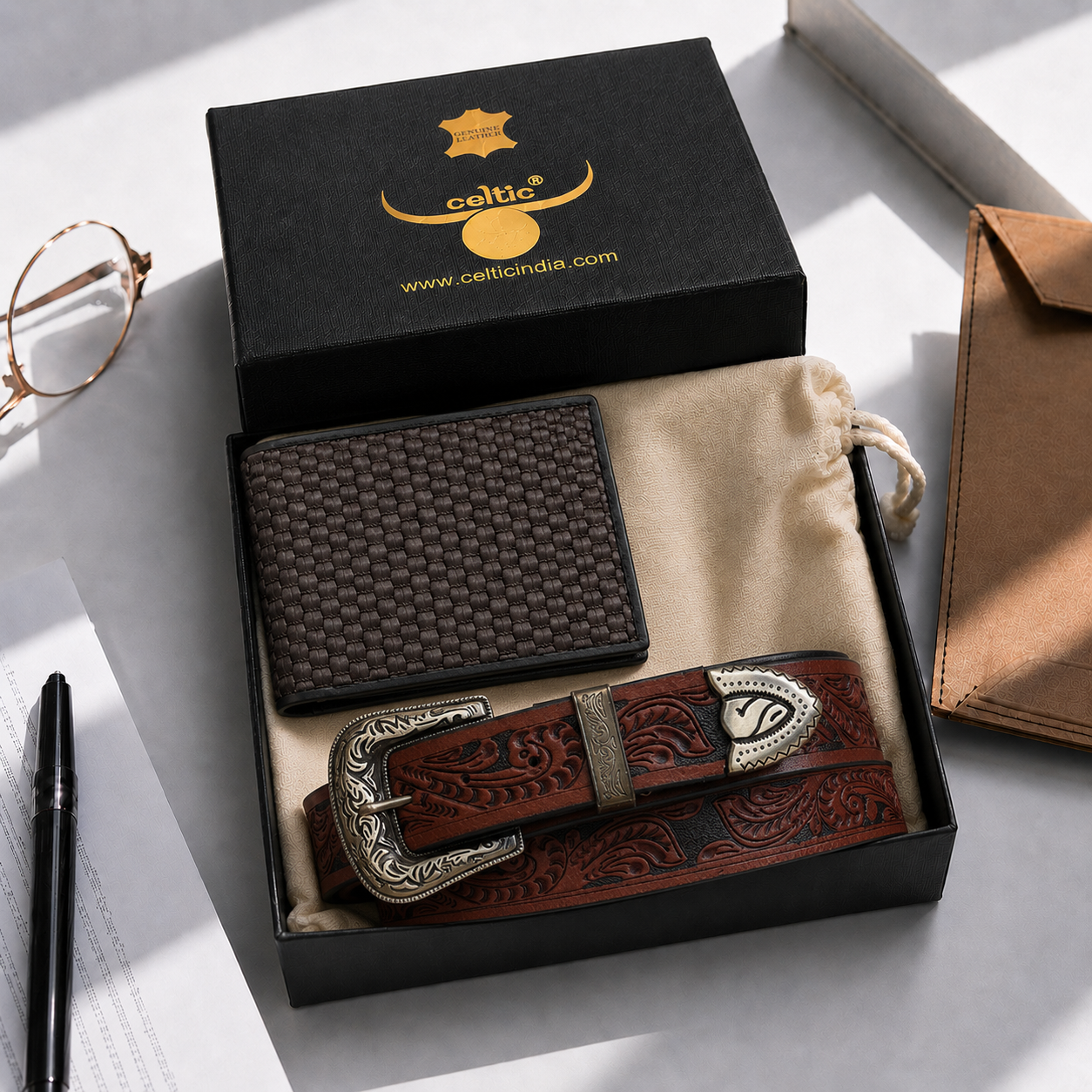 Artisan Leather Belt & Wallet Combo | Timeless Style Essentials