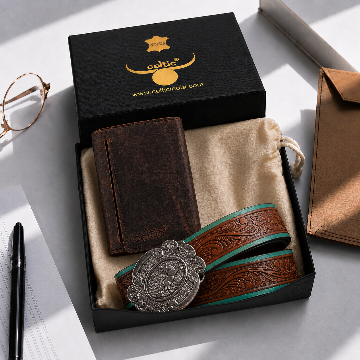 Premium Handcrafted Leather Wallet & Belt Combo  Mens Luxury Gift Set
