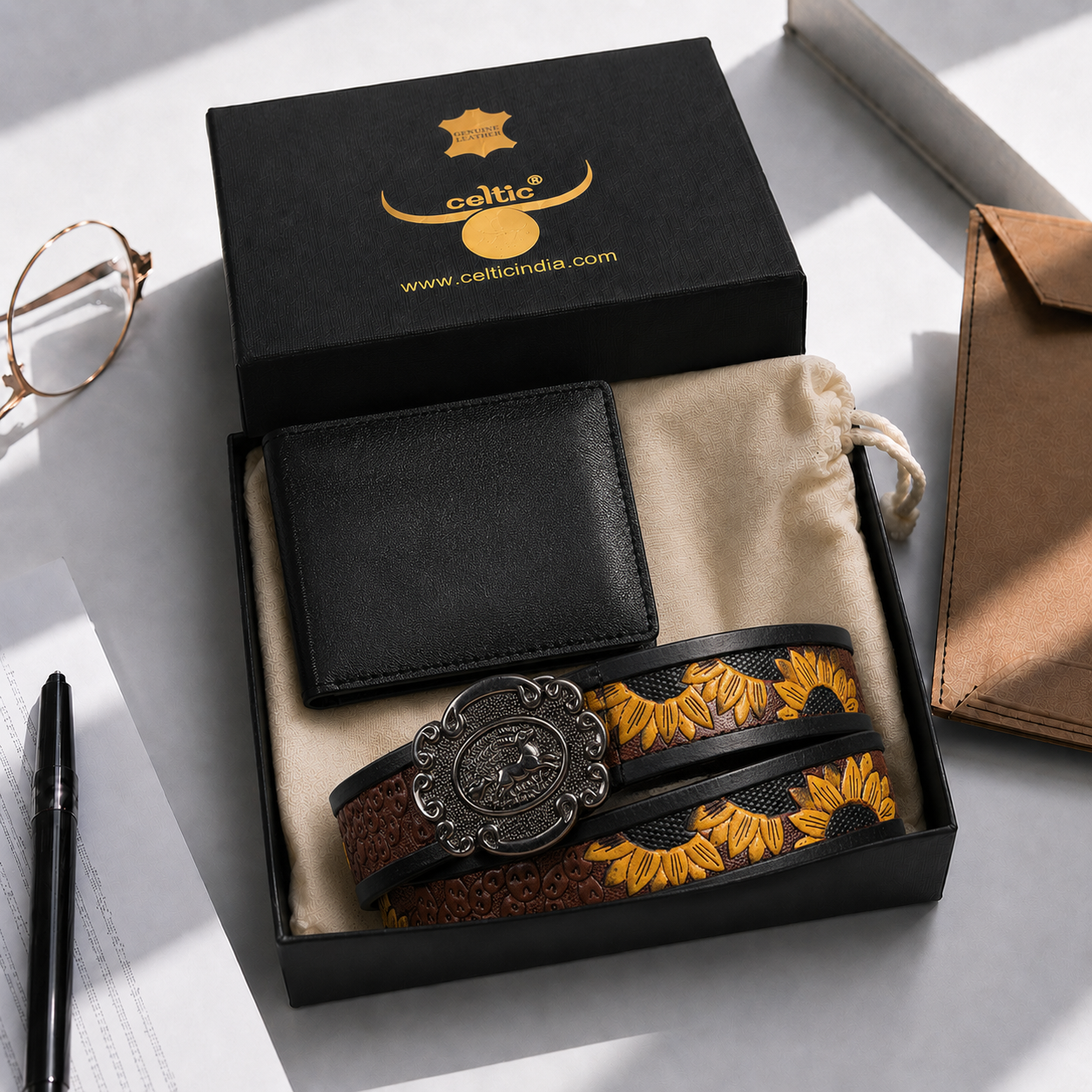 Premium Leather Wallet & Belt Combo Mens Luxury Gift Set