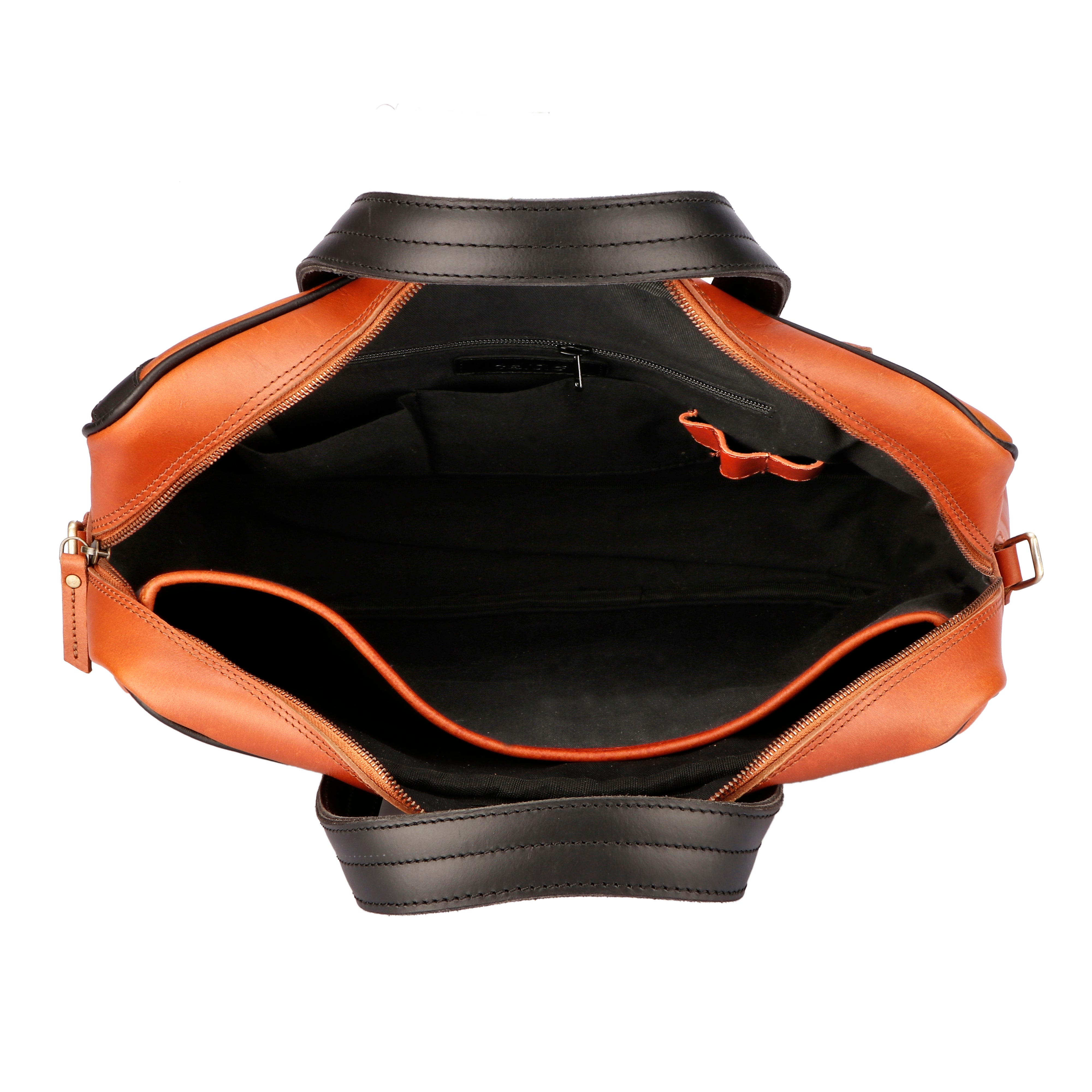 Premium Two-Tone Leather Office & Laptop Bag with Detachable Shoulder Strap