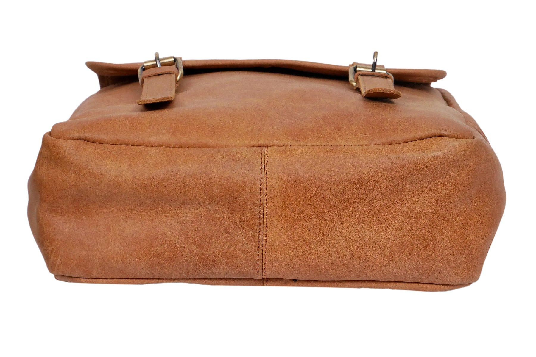 Premium Genuine Leather Backpack Brown with Flap Closure, Adjustable Straps & Inside Zip Pocket