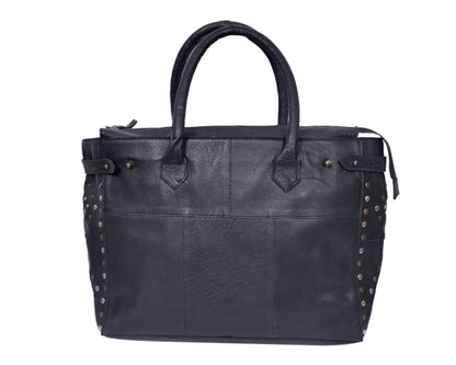 Elegance Redefined: Introducing the Black Leather Shoulder Bag with Ripits. - CELTICINDIA