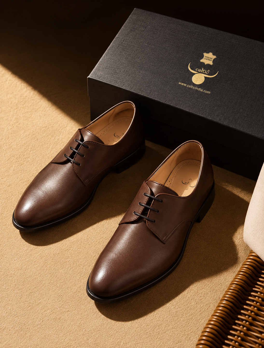 Premium Genuine Leather Classic Lace-Up Formal Shoes | Brown | Elegant Oxford Design | Durable Sole | Office & Occasion Wear