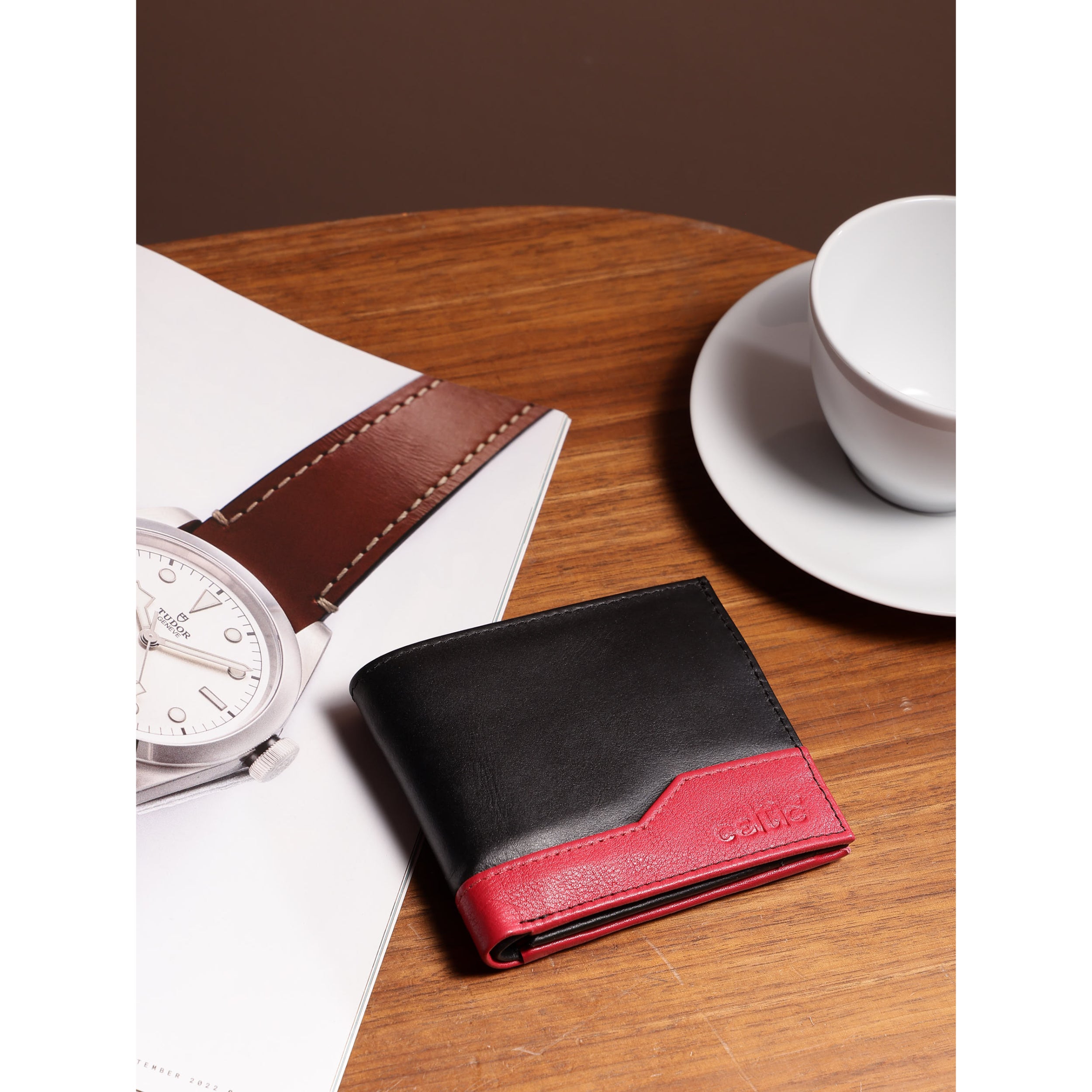 Premium Black & Red Leather Belt & Wallet Combo for Men | Trendy Designer Casual Gift Set