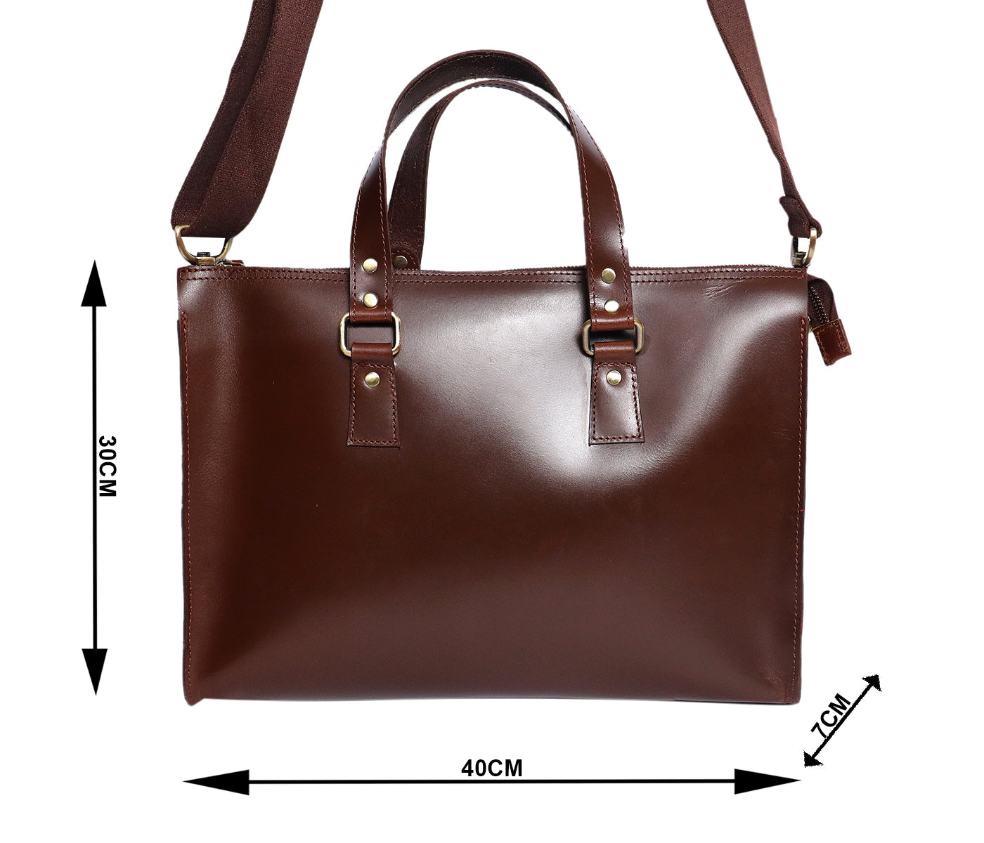 Premium Leather Laptop Bag with Top Handle & Detachable Shoulder Strap