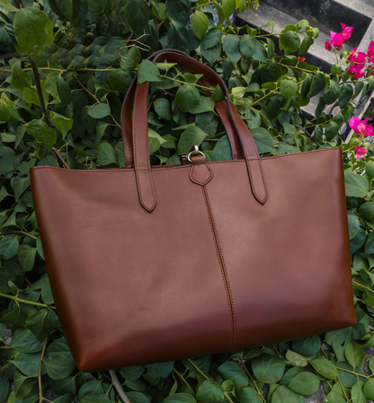 Classic Brown Leather Tote Bag - Elegance Meets Functionality. - CELTICINDIA