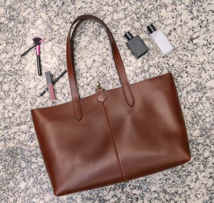 Classic Brown Leather Tote Bag - Elegance Meets Functionality. - CELTICINDIA