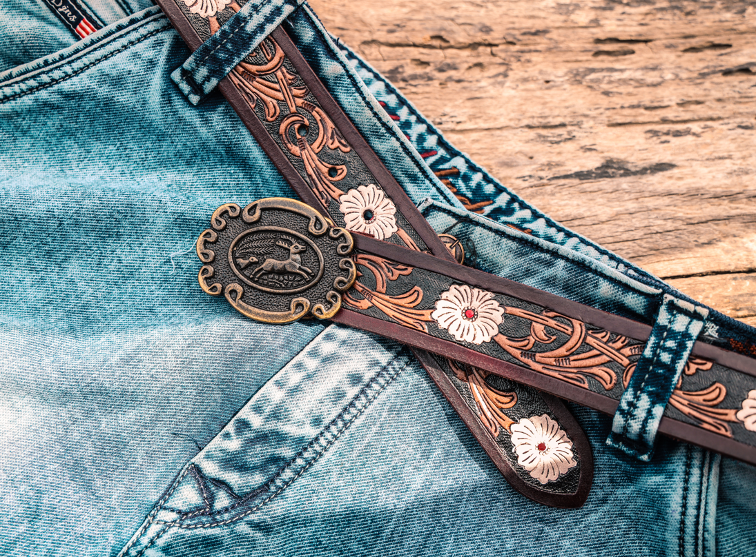 Artisan Brown Tooling Belt + Dual-Tone Wallet Gift Combo