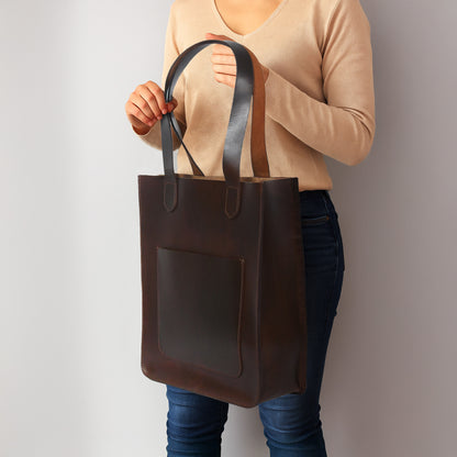 Elegance Redefined: Brown Leather Shopper Bag - Your Stylish Companion. Art: BG-1412
