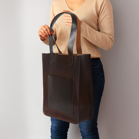 Elegance Redefined: Brown Leather Shopper Bag - Your Stylish Companion. Art: BG-1412