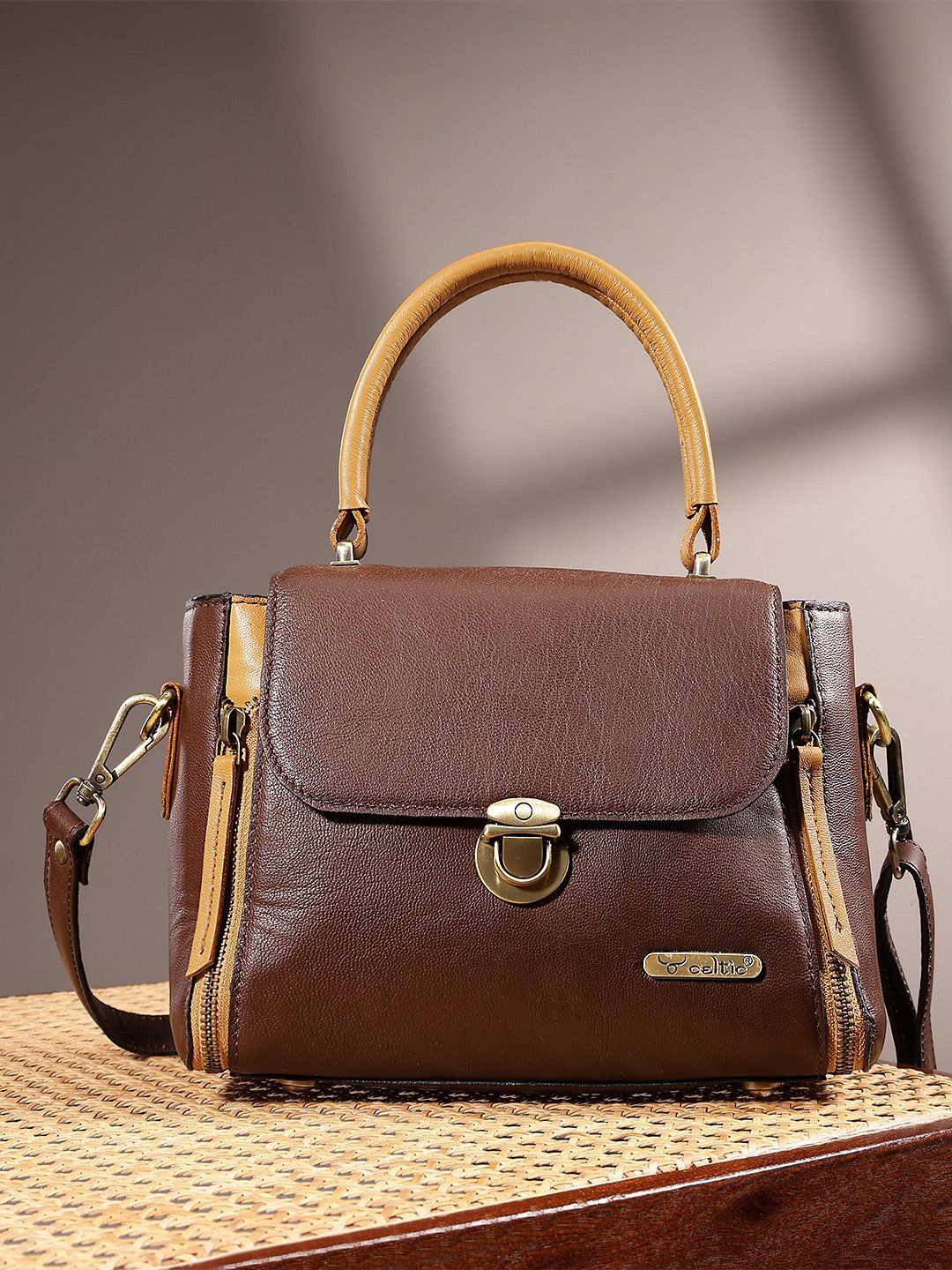 Premium  Leather Hand & Shoulder Bag with Detachable Stap for Women