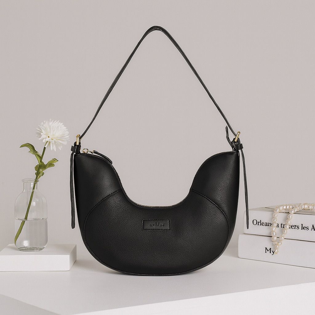 Premium Genuine Leather Hobo Shoulder Bag with Adjustable Strap & Zip Closure