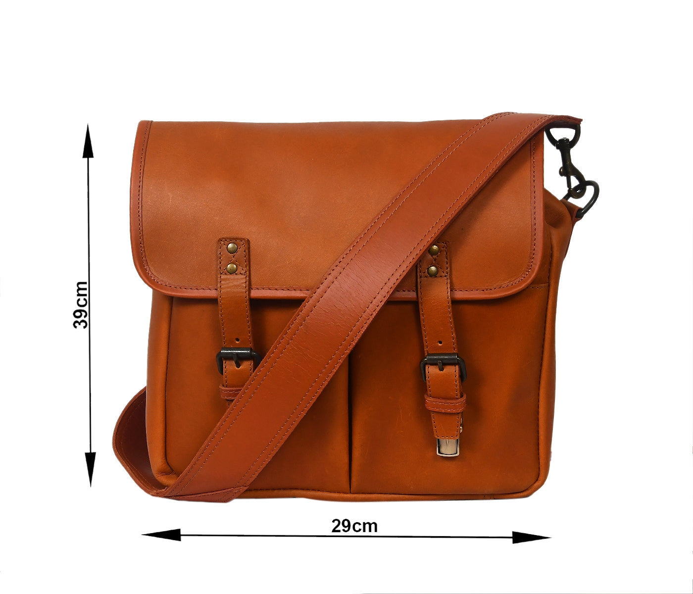 Premium Leather Camera Messenger Bag with Removable Compartments & Adjustable Strap
