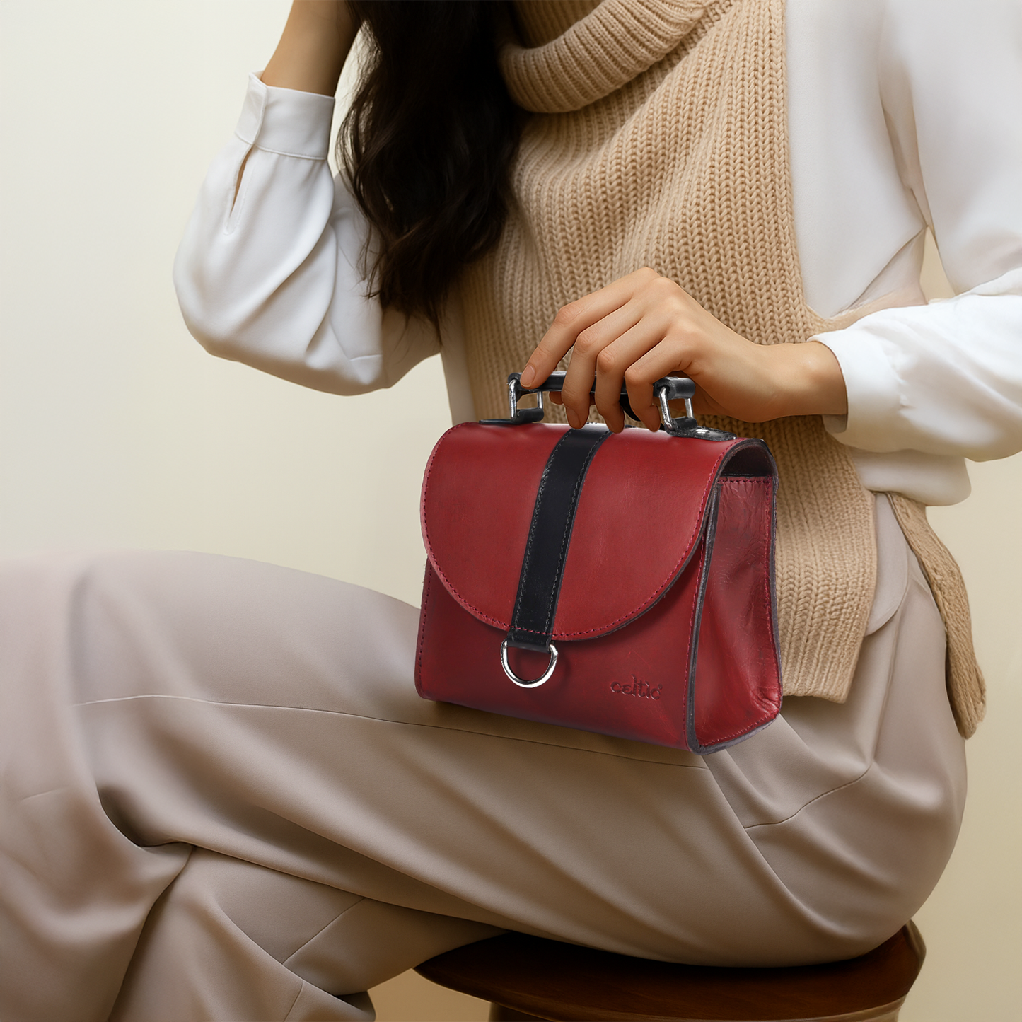 Premium Burgundy Leather Sling Bag for Stylish Everyday Use.   ART:-BG-1753
