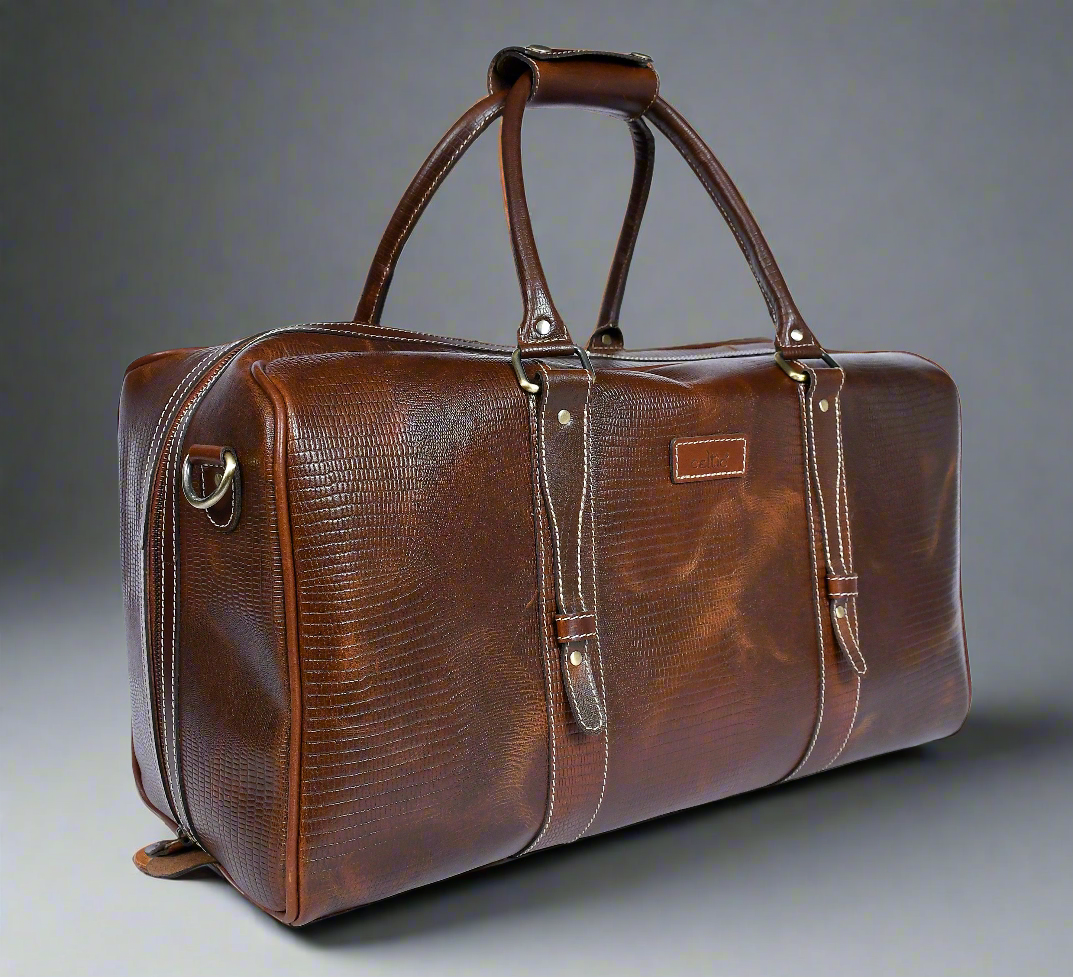  Brown Color Pure Leather Duffel Bag for Travelling | Handmade Weekender Bag, Art: BG-1713