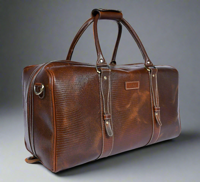  Brown Color Pure Leather Duffel Bag for Travelling | Handmade Weekender Bag, Art: BG-1713