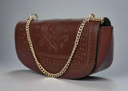 Celtic brown color pure leather shoulder bag for women and girls with glorious crafted . Art: BG-1557