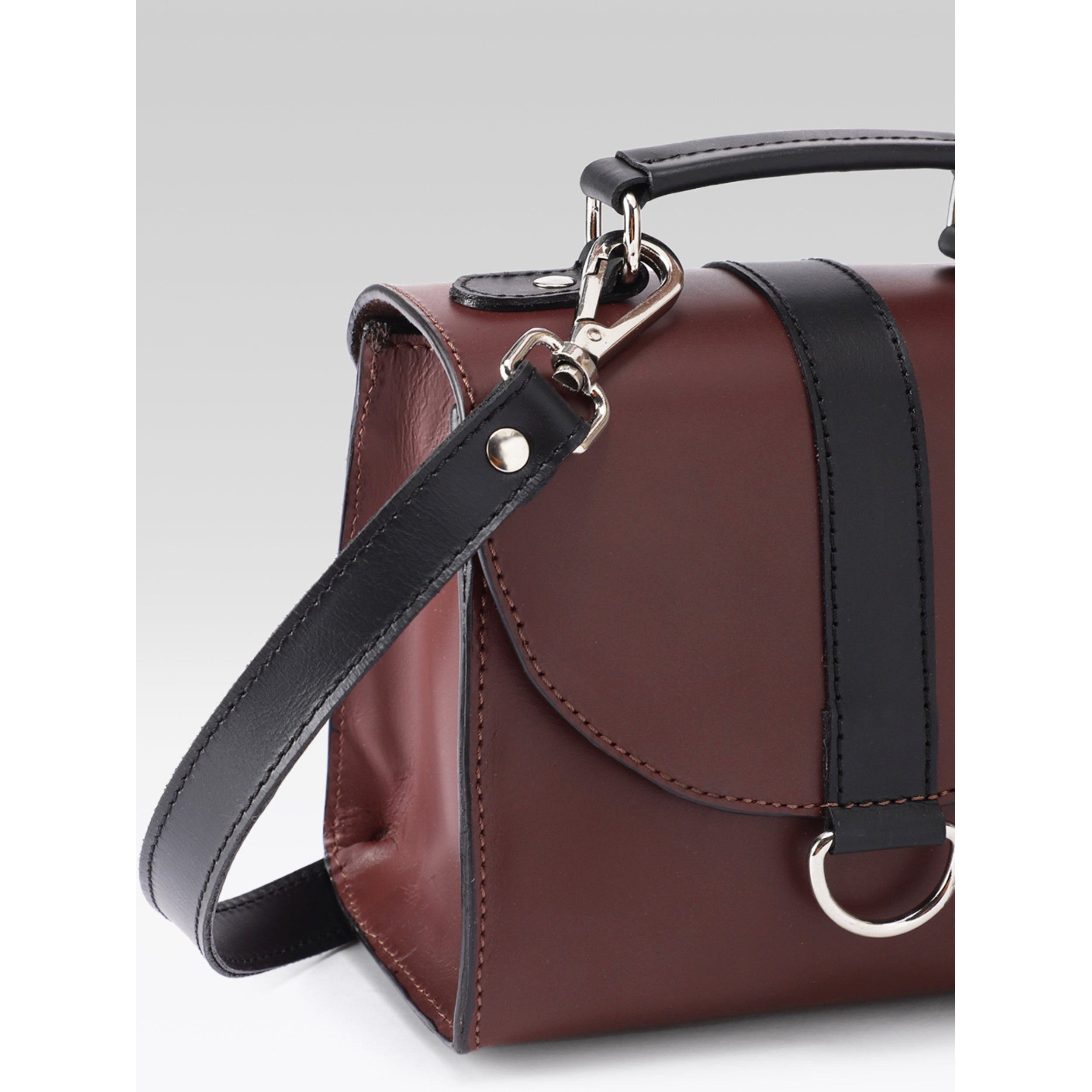 Premium Genuine Leather Mini Handbag for Women | Top Handle & Detachable Sling