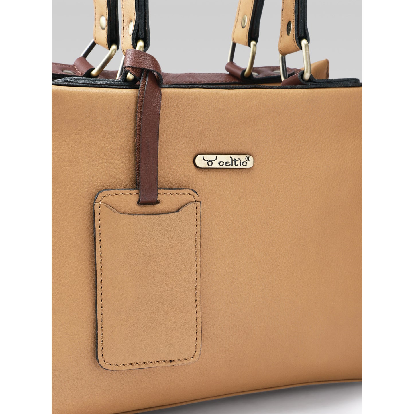 Premium Genuine Tan Leather 3-Piece Handbag Combo with Crossbody & Clutch