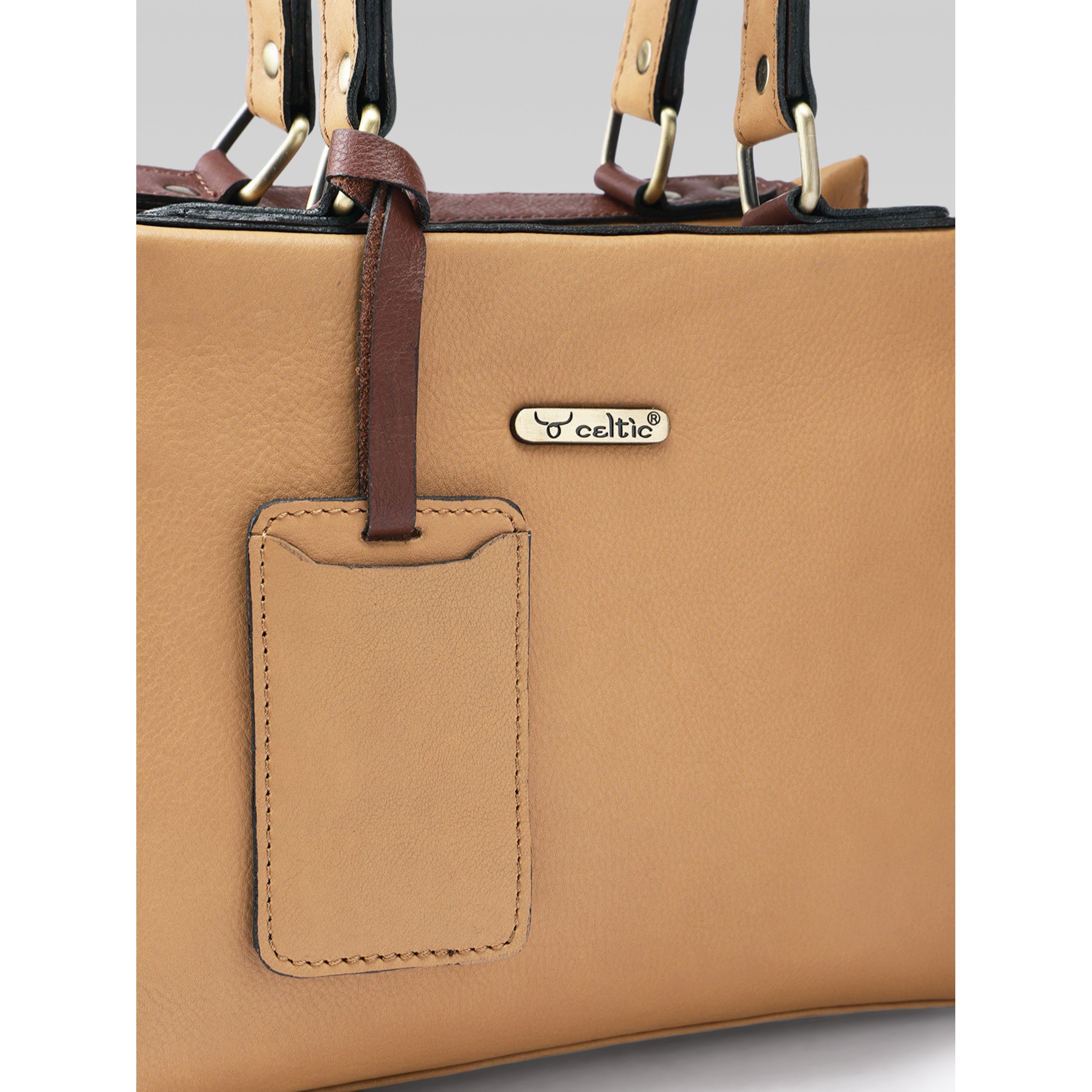 Premium Genuine Tan Leather 3-Piece Handbag Combo with Crossbody & Clutch